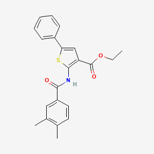 molecular formula C22H21NO3S B3756315 Ethyl 2-[(3,4-dimethylphenyl)carbonylamino]-5-phenylthiophene-3-carboxylate 