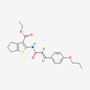 molecular formula C22H25NO4S B3756512 ethyl 2-{[3-(4-propoxyphenyl)acryloyl]amino}-5,6-dihydro-4H-cyclopenta[b]thiophene-3-carboxylate 