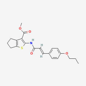 molecular formula C21H23NO4S B3756550 methyl 2-{[(2E)-3-(4-propoxyphenyl)prop-2-enoyl]amino}-5,6-dihydro-4H-cyclopenta[b]thiophene-3-carboxylate 