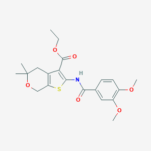 molecular formula C21H25NO6S B375668 ethyl 2-[(3,4-dimethoxybenzoyl)amino]-5,5-dimethyl-4,7-dihydro-5H-thieno[2,3-c]pyran-3-carboxylate CAS No. 305375-45-5