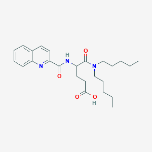 molecular formula C25H35N3O4 B037567 5-(Dipentylamino)-5-oxo-4-(quinoline-2-carbonylamino)pentanoic acid CAS No. 116408-67-4