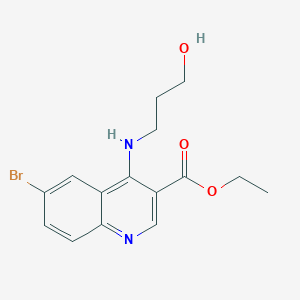 molecular formula C15H17BrN2O3 B3757267 Ethyl 6-bromo-4-[(3-hydroxypropyl)amino]quinoline-3-carboxylate 