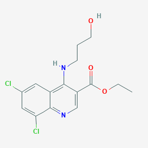 molecular formula C15H16Cl2N2O3 B3757288 Ethyl 6,8-dichloro-4-[(3-hydroxypropyl)amino]quinoline-3-carboxylate 
