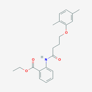 molecular formula C21H25NO4 B3757494 ethyl 2-{[4-(2,5-dimethylphenoxy)butanoyl]amino}benzoate 