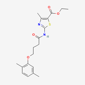 molecular formula C19H24N2O4S B3757605 ethyl 2-{[4-(2,5-dimethylphenoxy)butanoyl]amino}-4-methyl-1,3-thiazole-5-carboxylate 