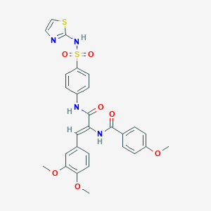 molecular formula C28H26N4O7S2 B375797 N-[2-(3,4-dimethoxyphenyl)-1-({4-[(1,3-thiazol-2-ylamino)sulfonyl]anilino}carbonyl)vinyl]-4-methoxybenzamide 
