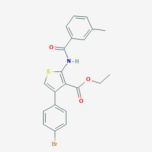 molecular formula C21H18BrNO3S B375802 Ethyl 4-(4-bromophenyl)-2-[(3-methylbenzoyl)amino]-3-thiophenecarboxylate 