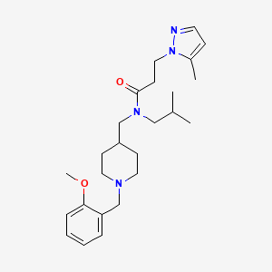 molecular formula C25H38N4O2 B3758068 N-[[1-[(2-methoxyphenyl)methyl]piperidin-4-yl]methyl]-N-(2-methylpropyl)-3-(5-methylpyrazol-1-yl)propanamide 