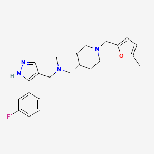 molecular formula C23H29FN4O B3758125 N-[[5-(3-fluorophenyl)-1H-pyrazol-4-yl]methyl]-N-methyl-1-[1-[(5-methylfuran-2-yl)methyl]piperidin-4-yl]methanamine 