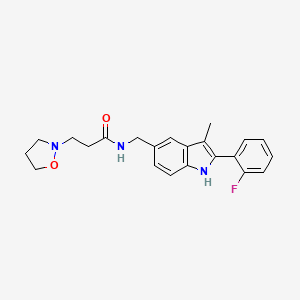 molecular formula C22H24FN3O2 B3758411 N-{[2-(2-fluorophenyl)-3-methyl-1H-indol-5-yl]methyl}-3-(2-isoxazolidinyl)propanamide 