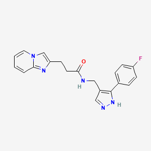 molecular formula C20H18FN5O B3758525 N-{[3-(4-fluorophenyl)-1H-pyrazol-4-yl]methyl}-3-imidazo[1,2-a]pyridin-2-ylpropanamide 