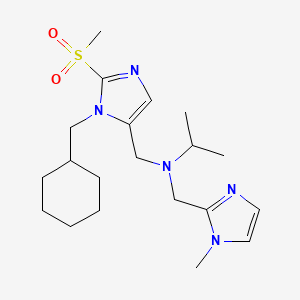 molecular formula C20H33N5O2S B3758626 N-{[1-(cyclohexylmethyl)-2-(methylsulfonyl)-1H-imidazol-5-yl]methyl}-N-[(1-methyl-1H-imidazol-2-yl)methyl]-2-propanamine 
