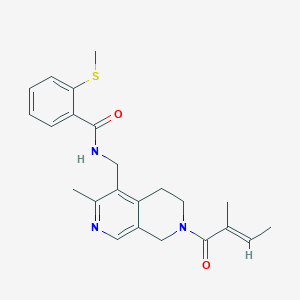 molecular formula C23H27N3O2S B3758667 N-({3-methyl-7-[(2E)-2-methyl-2-butenoyl]-5,6,7,8-tetrahydro-2,7-naphthyridin-4-yl}methyl)-2-(methylthio)benzamide 