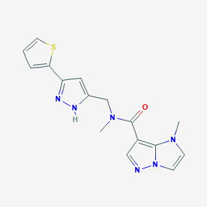 molecular formula C16H16N6OS B3758800 N,1-dimethyl-N-{[3-(2-thienyl)-1H-pyrazol-5-yl]methyl}-1H-imidazo[1,2-b]pyrazole-7-carboxamide 