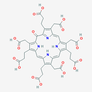 molecular formula C40H38N4O17 B037590 3-[7,13,18-tris(2-carboxyethyl)-3,8,12,17-tetrakis(carboxymethyl)-15-oxo-22,24-dihydro-21H-porphyrin-2-yl]propanoic acid CAS No. 125219-57-0