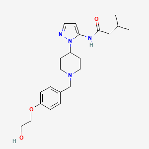 molecular formula C22H32N4O3 B3759083 N-(1-{1-[4-(2-hydroxyethoxy)benzyl]-4-piperidinyl}-1H-pyrazol-5-yl)-3-methylbutanamide 