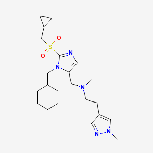 molecular formula C22H35N5O2S B3759137 N-[[3-(cyclohexylmethyl)-2-(cyclopropylmethylsulfonyl)imidazol-4-yl]methyl]-N-methyl-2-(1-methylpyrazol-4-yl)ethanamine 