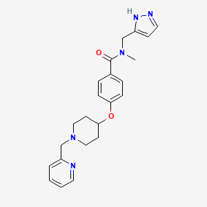 molecular formula C23H27N5O2 B3759182 N-methyl-N-(1H-pyrazol-5-ylmethyl)-4-[1-(pyridin-2-ylmethyl)piperidin-4-yl]oxybenzamide 