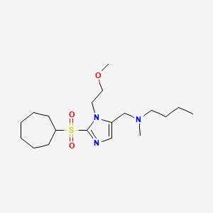 molecular formula C19H35N3O3S B3759271 N-[[2-cycloheptylsulfonyl-3-(2-methoxyethyl)imidazol-4-yl]methyl]-N-methylbutan-1-amine 