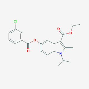 B375929 Ethyl 5-(3-chlorobenzoyl)oxy-2-methyl-1-propan-2-ylindole-3-carboxylate CAS No. 380642-39-7
