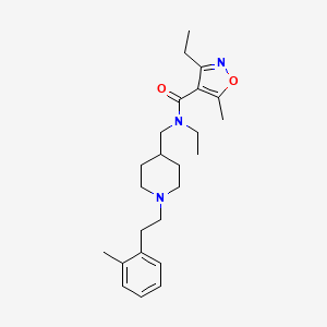 molecular formula C24H35N3O2 B3759295 N,3-diethyl-5-methyl-N-[[1-[2-(2-methylphenyl)ethyl]piperidin-4-yl]methyl]-1,2-oxazole-4-carboxamide 