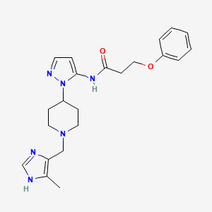 molecular formula C22H28N6O2 B3759301 N-(1-{1-[(4-methyl-1H-imidazol-5-yl)methyl]-4-piperidinyl}-1H-pyrazol-5-yl)-3-phenoxypropanamide 