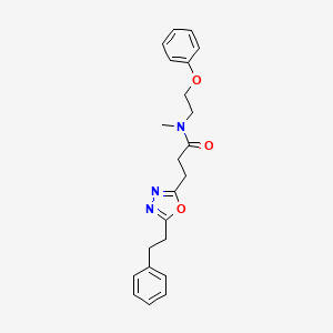 molecular formula C22H25N3O3 B3759379 N-methyl-N-(2-phenoxyethyl)-3-[5-(2-phenylethyl)-1,3,4-oxadiazol-2-yl]propanamide 