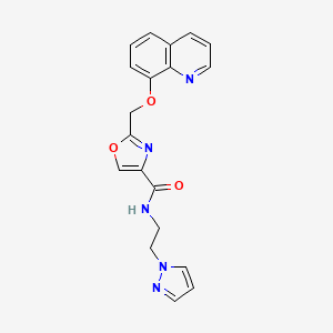 molecular formula C19H17N5O3 B3759424 N-[2-(1H-pyrazol-1-yl)ethyl]-2-[(8-quinolinyloxy)methyl]-1,3-oxazole-4-carboxamide 