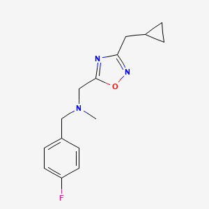 molecular formula C15H18FN3O B3759558 N-[[3-(cyclopropylmethyl)-1,2,4-oxadiazol-5-yl]methyl]-1-(4-fluorophenyl)-N-methylmethanamine 