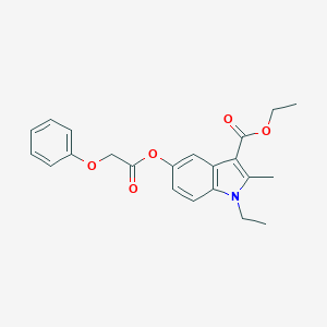 molecular formula C22H23NO5 B375956 ETHYL 1-ETHYL-2-METHYL-5-[(2-PHENOXYACETYL)OXY]-1H-INDOLE-3-CARBOXYLATE 