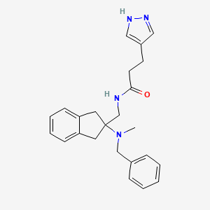 molecular formula C24H28N4O B3759614 N-[[2-[benzyl(methyl)amino]-1,3-dihydroinden-2-yl]methyl]-3-(1H-pyrazol-4-yl)propanamide 