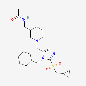 molecular formula C23H38N4O3S B3759712 N-[[1-[[3-(cyclohexylmethyl)-2-(cyclopropylmethylsulfonyl)imidazol-4-yl]methyl]piperidin-3-yl]methyl]acetamide 