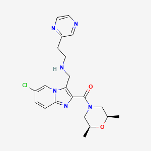 molecular formula C21H25ClN6O2 B3759805 N-[(6-chloro-2-{[(2R*,6S*)-2,6-dimethyl-4-morpholinyl]carbonyl}imidazo[1,2-a]pyridin-3-yl)methyl]-2-(2-pyrazinyl)ethanamine 