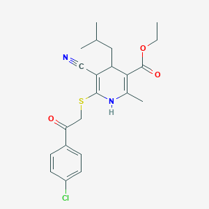 molecular formula C22H25ClN2O3S B375985 Ethyl 6-{[2-(4-chlorophenyl)-2-oxoethyl]sulfanyl}-5-cyano-2-methyl-4-(2-methylpropyl)-1,4-dihydropyridine-3-carboxylate CAS No. 231935-14-1