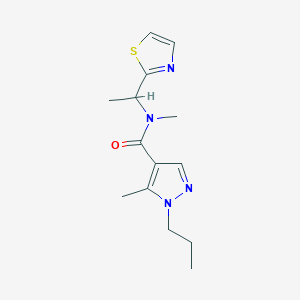 molecular formula C14H20N4OS B3759861 N,5-dimethyl-1-propyl-N-[1-(1,3-thiazol-2-yl)ethyl]-1H-pyrazole-4-carboxamide 