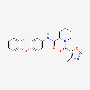 molecular formula C23H22FN3O4 B3759898 N-[4-(2-fluorophenoxy)phenyl]-1-(4-methyl-1,3-oxazole-5-carbonyl)piperidine-2-carboxamide 