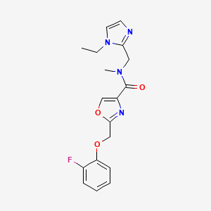 molecular formula C18H19FN4O3 B3759955 N-[(1-ethylimidazol-2-yl)methyl]-2-[(2-fluorophenoxy)methyl]-N-methyl-1,3-oxazole-4-carboxamide 