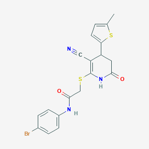 molecular formula C19H16BrN3O2S2 B375996 N-(4-bromophenyl)-2-{[3-cyano-4-(5-methylthiophen-2-yl)-6-oxo-1,4,5,6-tetrahydropyridin-2-yl]sulfanyl}acetamide CAS No. 310454-26-3