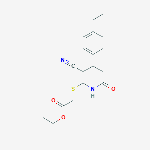 molecular formula C19H22N2O3S B376001 Isopropyl {[3-cyano-4-(4-ethylphenyl)-6-oxo-1,4,5,6-tetrahydro-2-pyridinyl]sulfanyl}acetate 