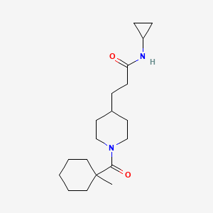 molecular formula C19H32N2O2 B3760040 N-cyclopropyl-3-{1-[(1-methylcyclohexyl)carbonyl]-4-piperidinyl}propanamide 
