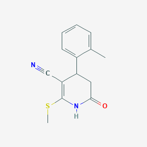 molecular formula C14H14N2OS B376007 4-(2-methylphenyl)-2-(methylsulfanyl)-6-oxo-1,4,5,6-tetrahydro-3-pyridinecarbonitrile 