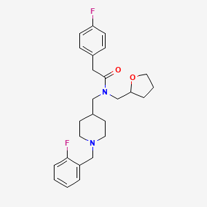 molecular formula C26H32F2N2O2 B3760133 N-{[1-(2-fluorobenzyl)-4-piperidinyl]methyl}-2-(4-fluorophenyl)-N-(tetrahydro-2-furanylmethyl)acetamide 