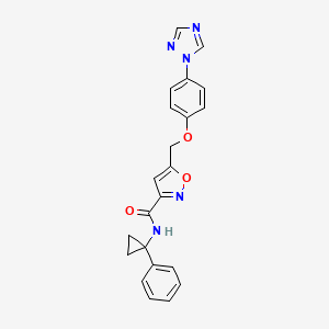 molecular formula C22H19N5O3 B3760287 N-(1-phenylcyclopropyl)-5-{[4-(1H-1,2,4-triazol-1-yl)phenoxy]methyl}-3-isoxazolecarboxamide 