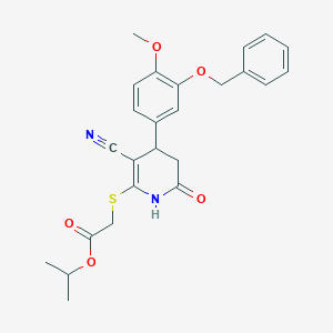 molecular formula C25H26N2O5S B376030 propan-2-yl 2-[[5-cyano-4-(4-methoxy-3-phenylmethoxyphenyl)-2-oxo-3,4-dihydro-1H-pyridin-6-yl]sulfanyl]acetate CAS No. 310454-20-7