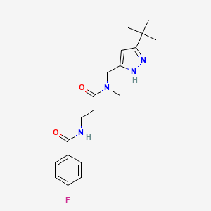 molecular formula C19H25FN4O2 B3760346 N-{3-[[(3-tert-butyl-1H-pyrazol-5-yl)methyl](methyl)amino]-3-oxopropyl}-4-fluorobenzamide 