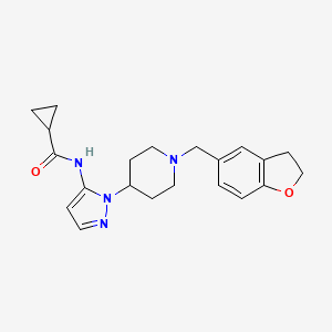 molecular formula C21H26N4O2 B3760397 N-{1-[1-(2,3-dihydro-1-benzofuran-5-ylmethyl)-4-piperidinyl]-1H-pyrazol-5-yl}cyclopropanecarboxamide 