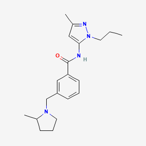 molecular formula C20H28N4O B3760417 N-(3-methyl-1-propyl-1H-pyrazol-5-yl)-3-[(2-methylpyrrolidin-1-yl)methyl]benzamide 