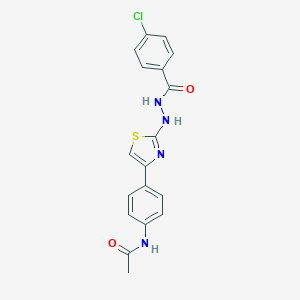 molecular formula C18H15ClN4O2S B376051 N-[4-[2-[2-(4-chlorobenzoyl)hydrazinyl]-1,3-thiazol-4-yl]phenyl]acetamide 