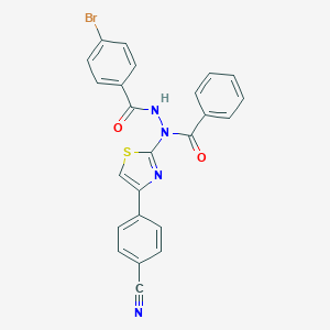 molecular formula C24H15BrN4O2S B376054 N'-(4-bromobenzoyl)-N-[4-(4-cyanophenyl)-1,3-thiazol-2-yl]benzohydrazide 