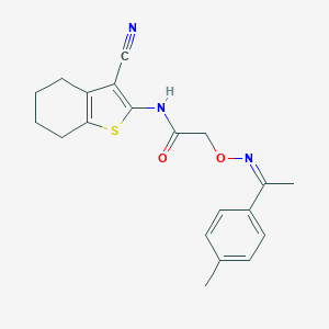 molecular formula C20H21N3O2S B376065 N-(3-cyano-4,5,6,7-tetrahydro-1-benzothien-2-yl)-2-({[1-(4-methylphenyl)ethylidene]amino}oxy)acetamide 